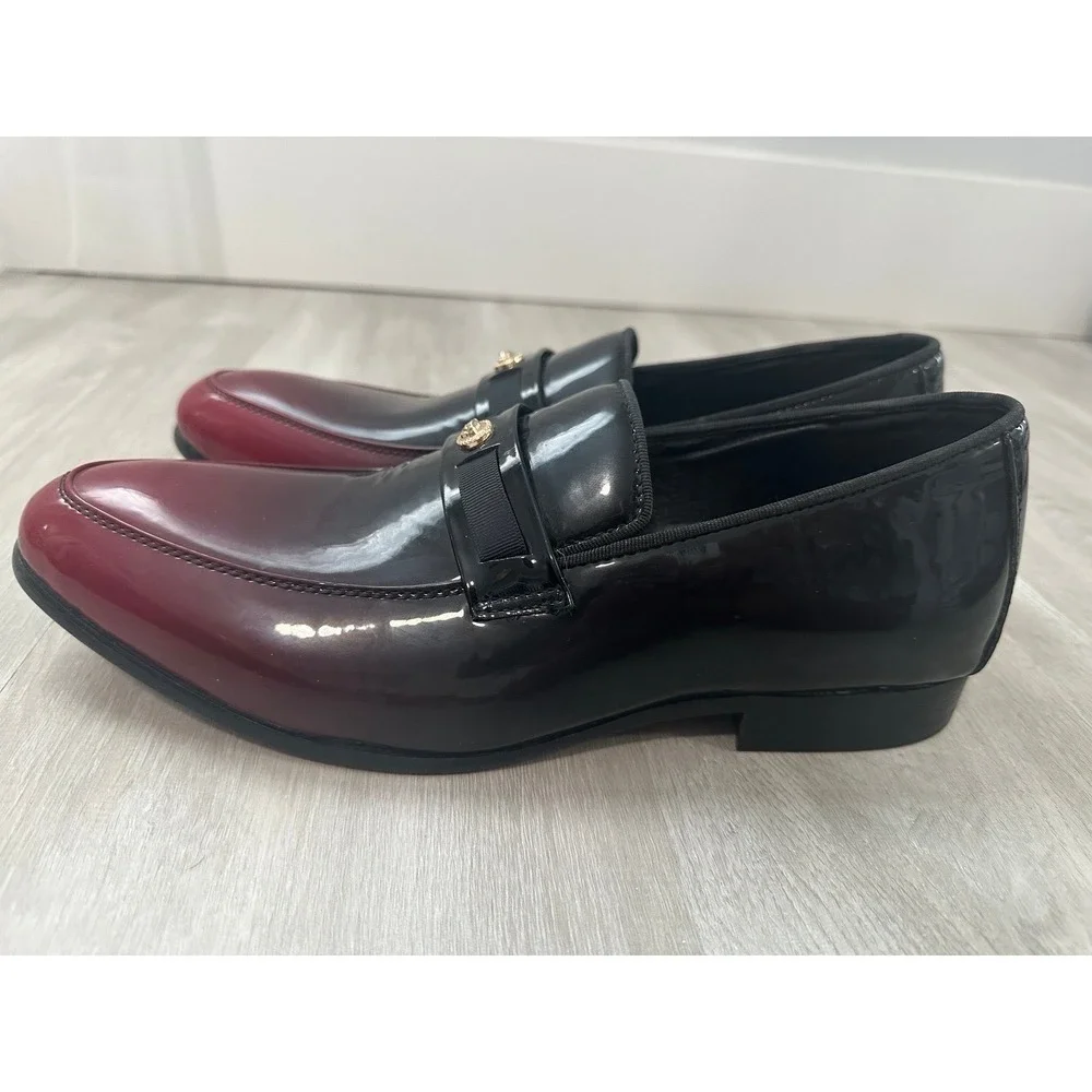 Versace Men's Black Cherry Ombre Patent Leather Medusa Loafers Italy sz 44 us 10 - Picture 11 of 12